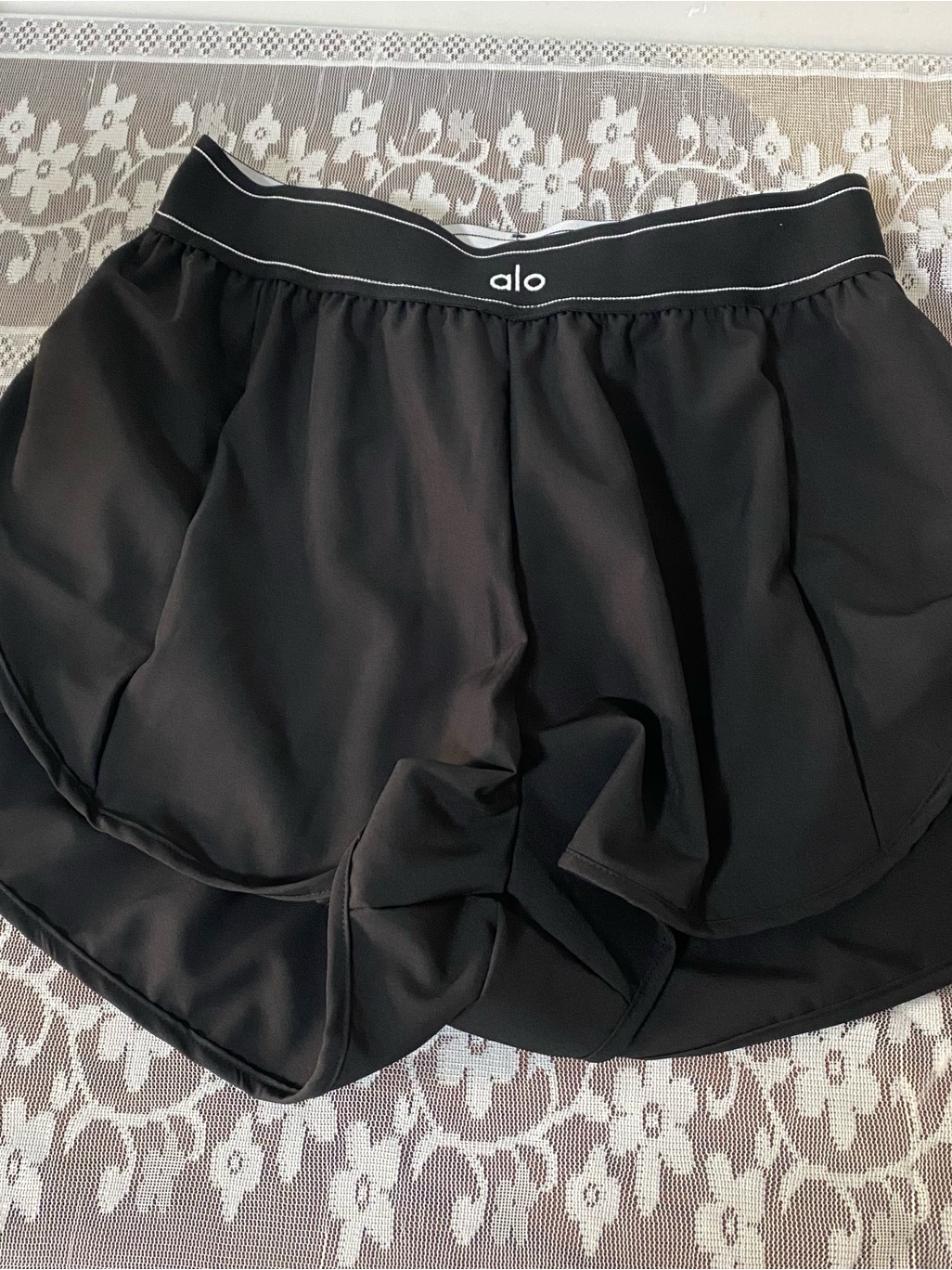 Alo Yoga Black Athletic Running Shorts With Branded Waistband